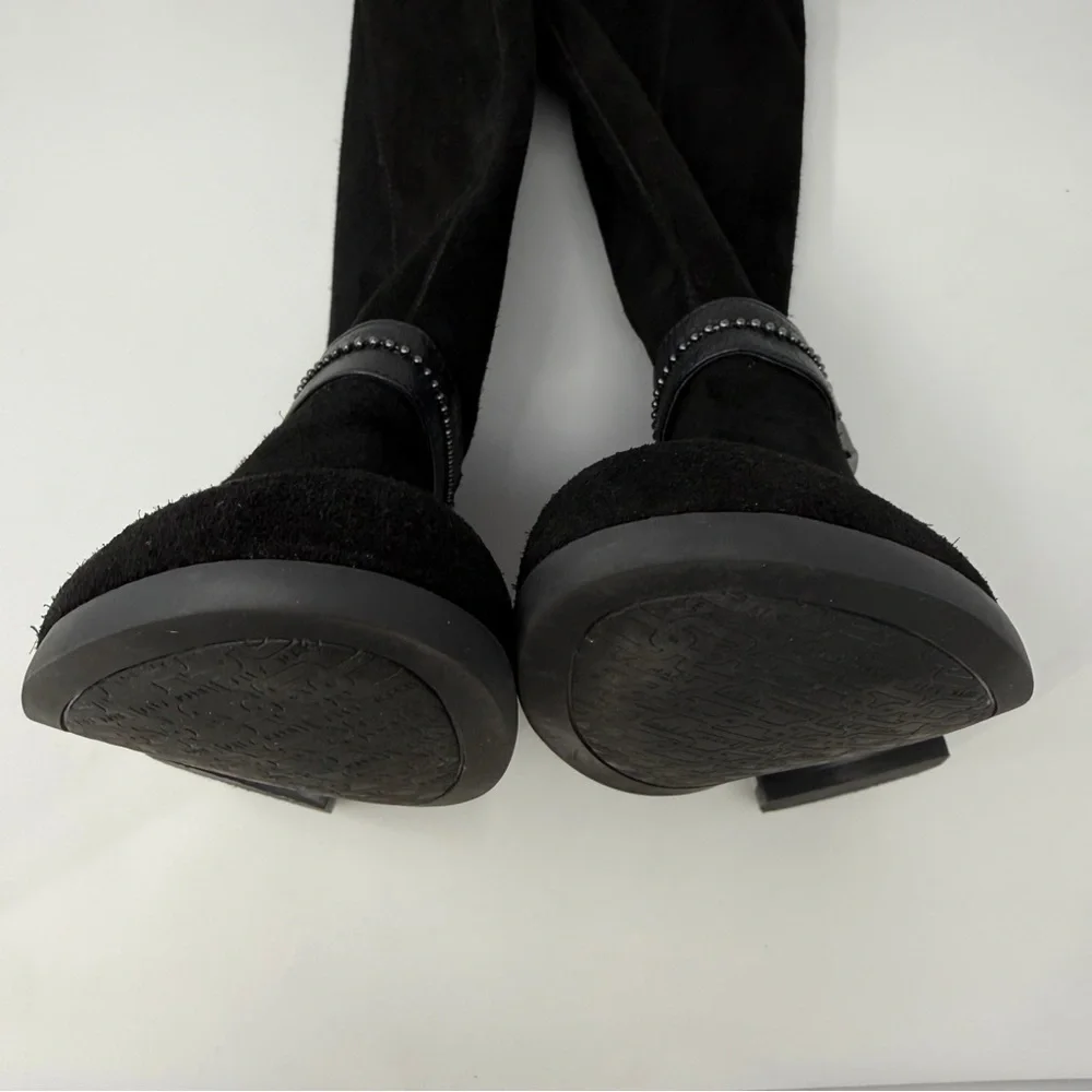 Alex Marie Davian Black Knee High Boots Women’s 9.5M Suede Leather Riding Boots